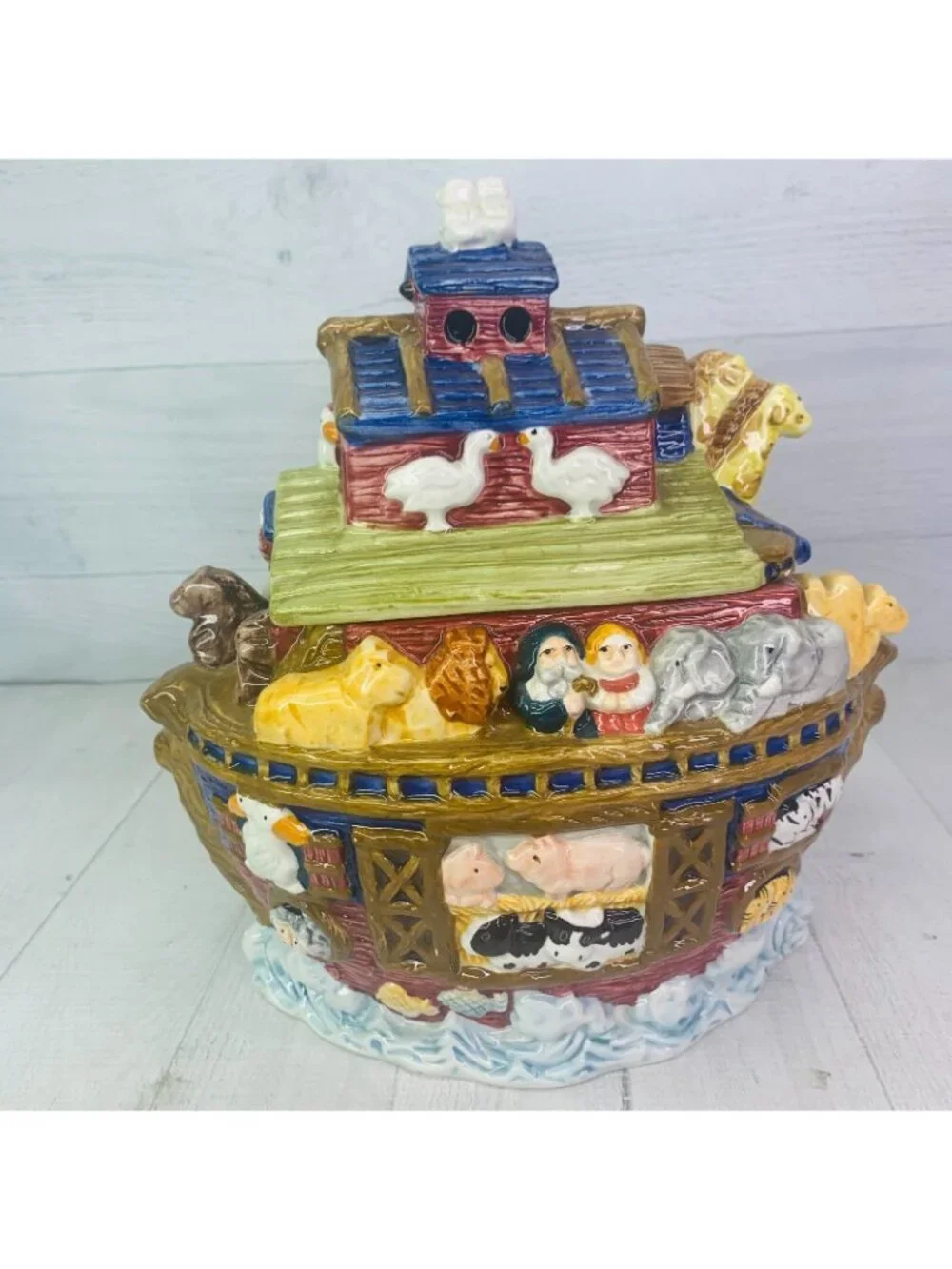 Vintage Bico NOAHS ARK Animals Colorful Ceramic Lidded 11